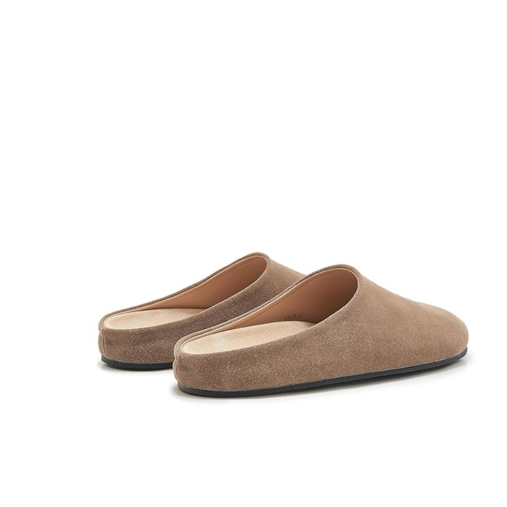 Women Suede Clogs Round Toe Leather Mules Cork Footbed Clog Taupe casual7/8/8.5 - Picture 2 of 10